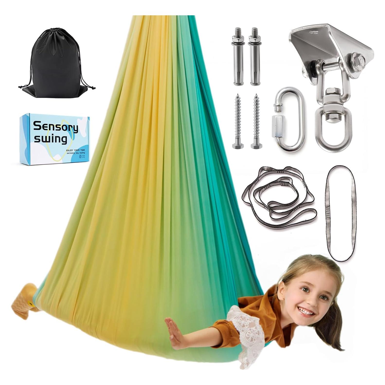 Columpio Sensorial KAWBIYJ Doble Capa 140x150cm 136kg Amarillo