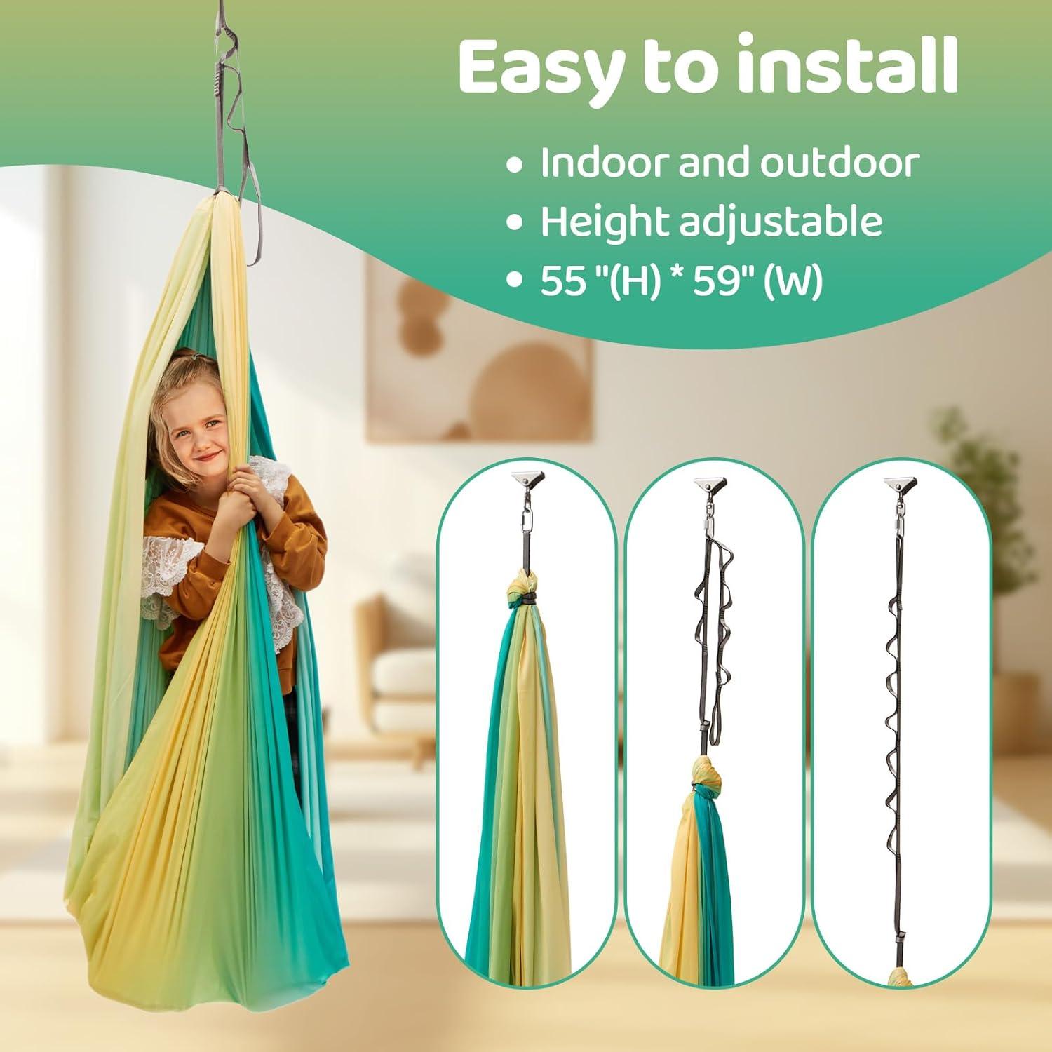 Columpio Sensorial KAWBIYJ Doble Capa 140x150cm 136kg Amarillo