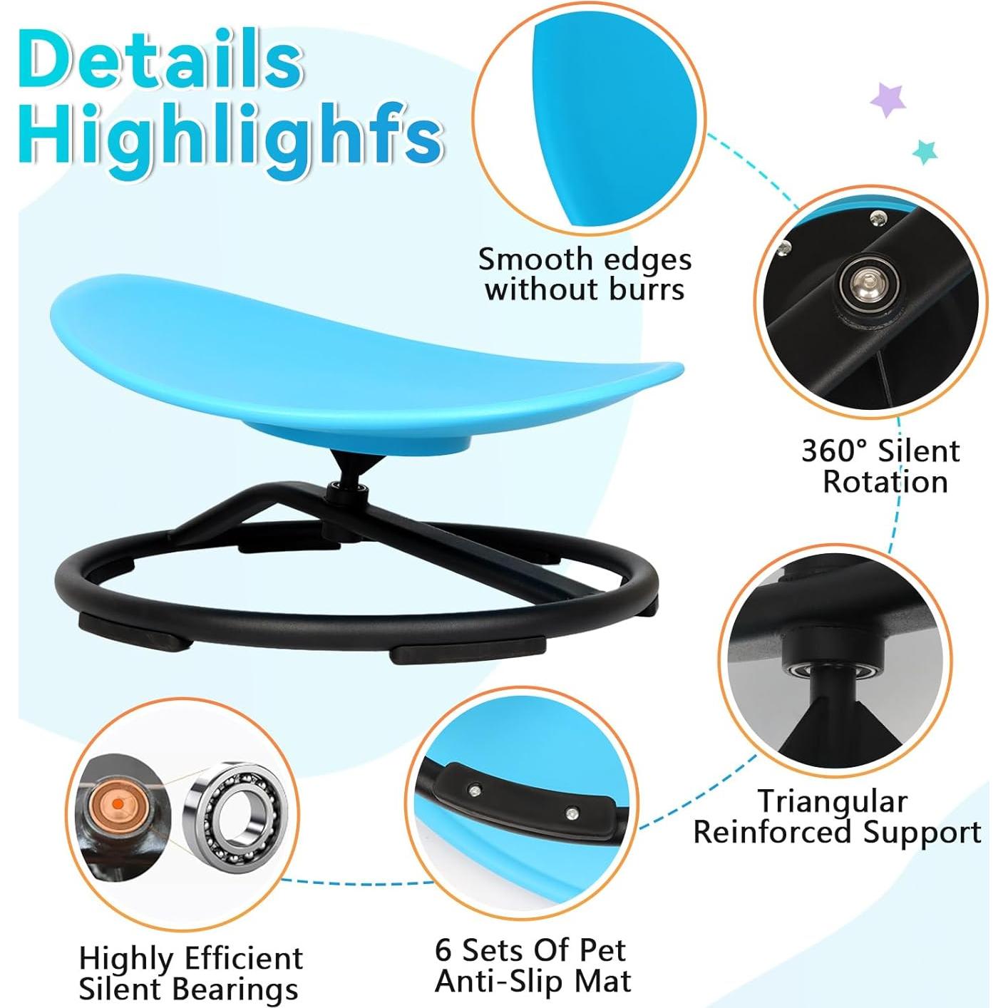 Silla Giratoria Sensorial ITEFDTUTNE Azul para Niños