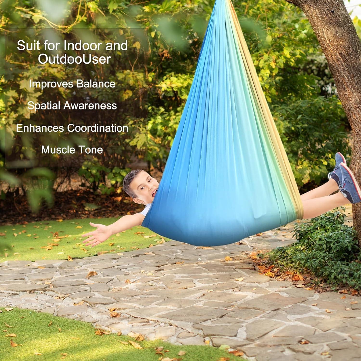 Columpio Sensorial Interior y Exterior Ackwrap 136kg Amarillo-Azul