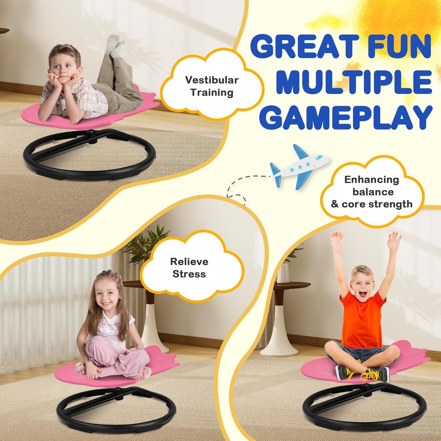 Silla Giratoria Sensorial Bghdas para Niños 360° Rosa