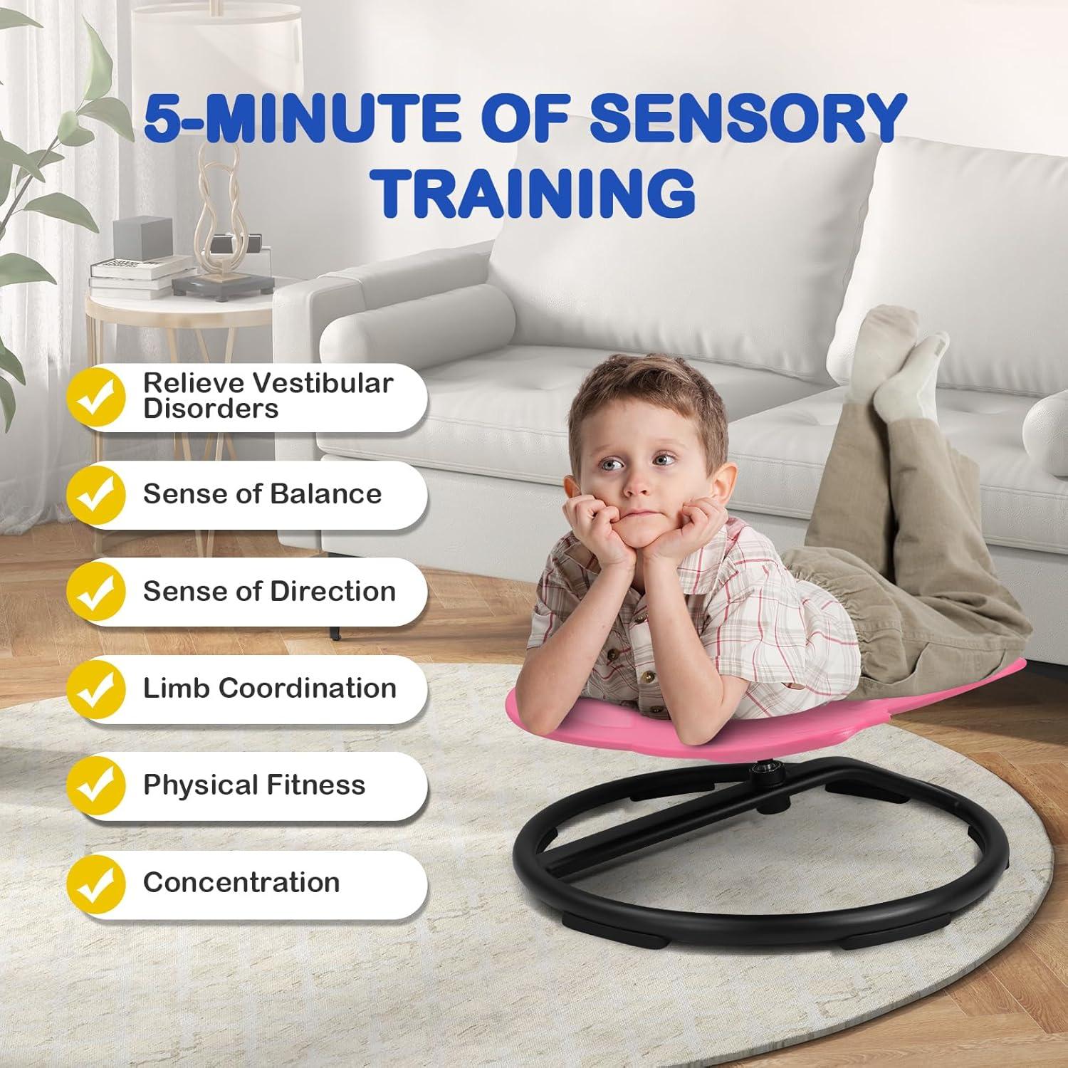 Silla Giratoria Sensorial Bghdas para Niños 360° Rosa