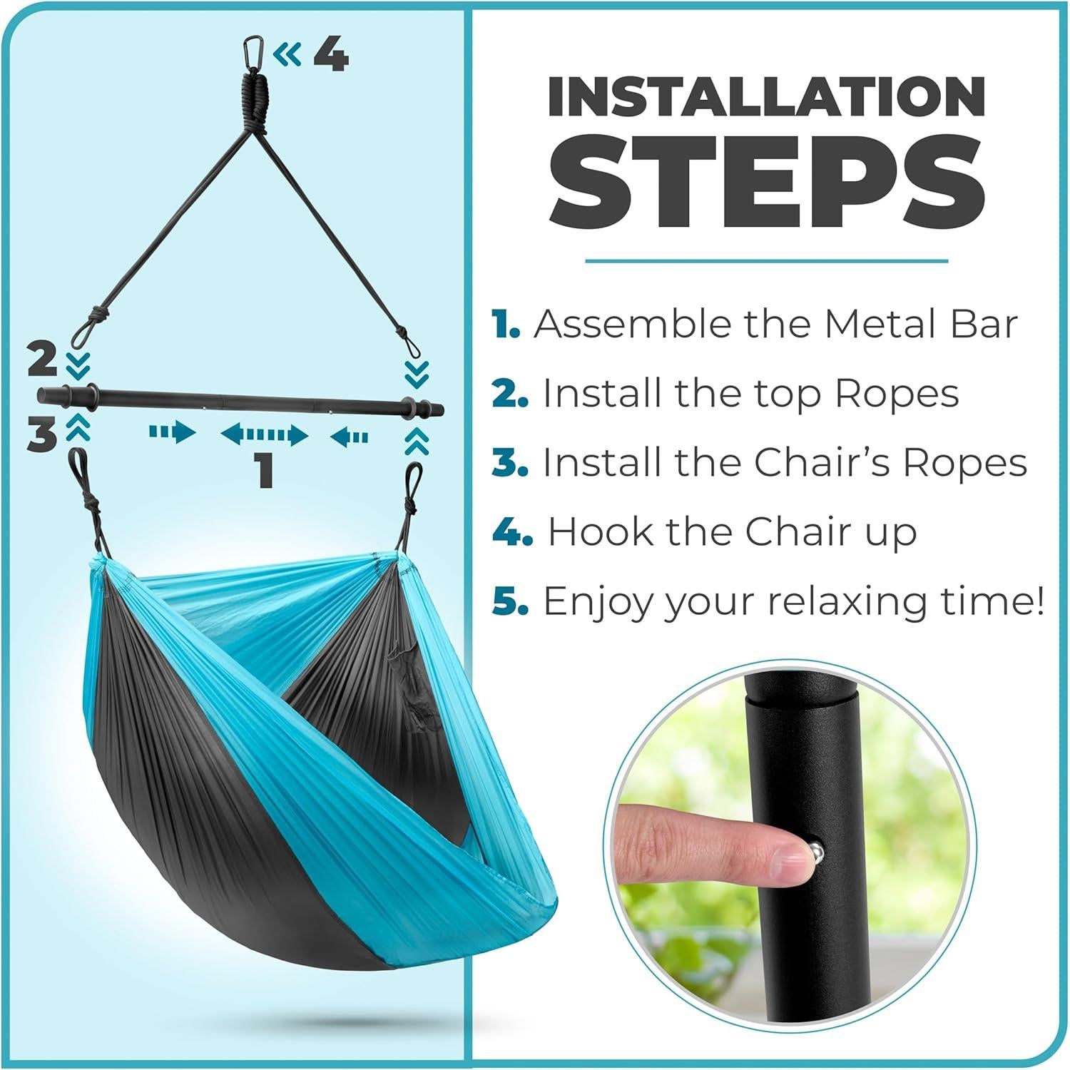 Silla Hamaca Colgante Sorbus Azul - Plegable y Liviana 227 kg
