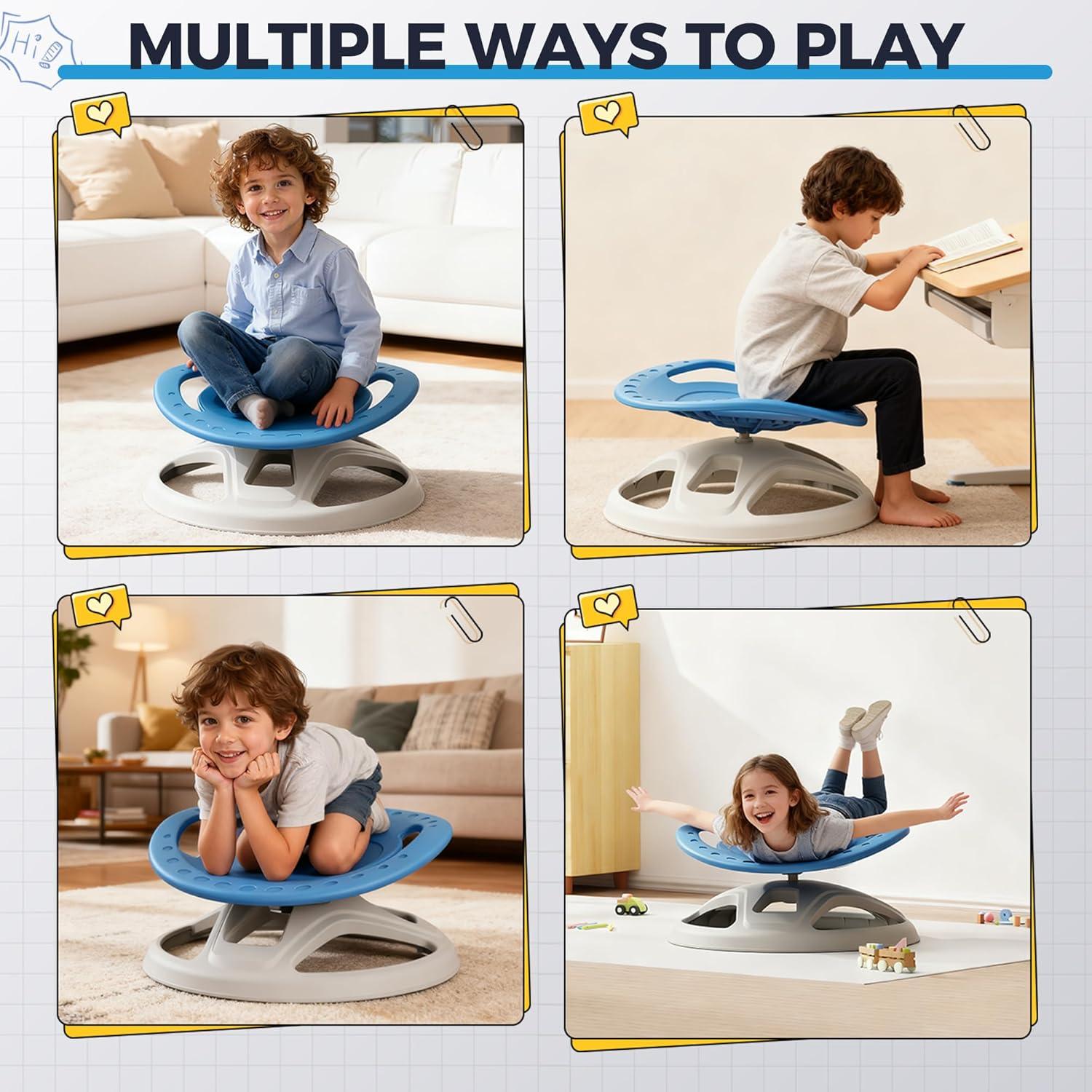 Silla Giratoria Sensorial Brelley para Niños - Azul, 100 kg