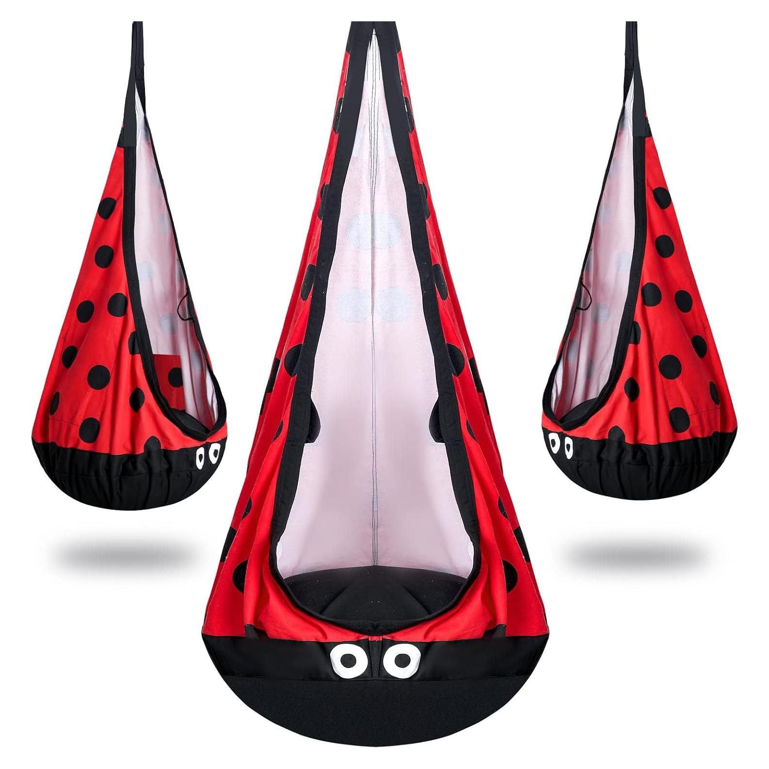 Silla Colgante para Niños YAERSI con Cojín Inflable - Mariquita