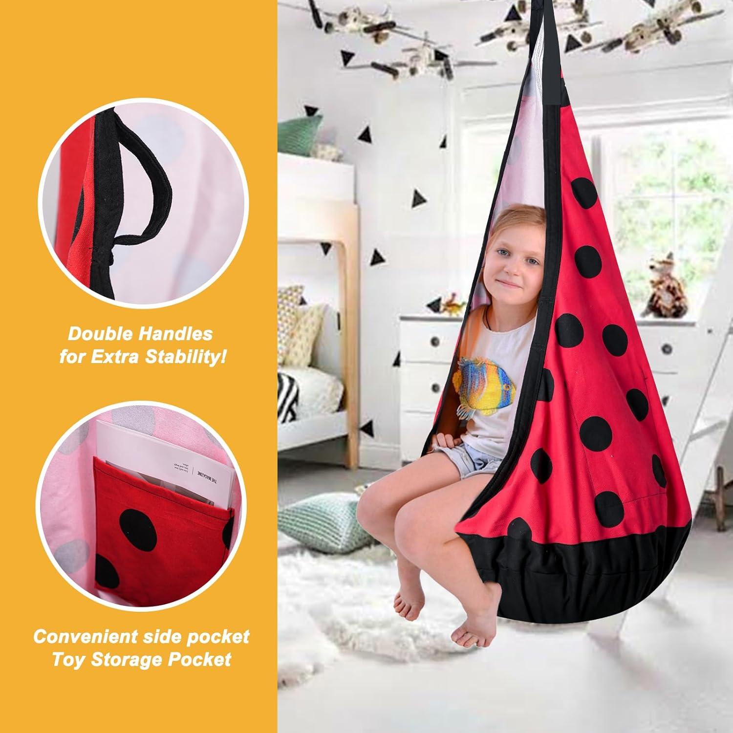 Silla Colgante para Niños YAERSI con Cojín Inflable - Mariquita