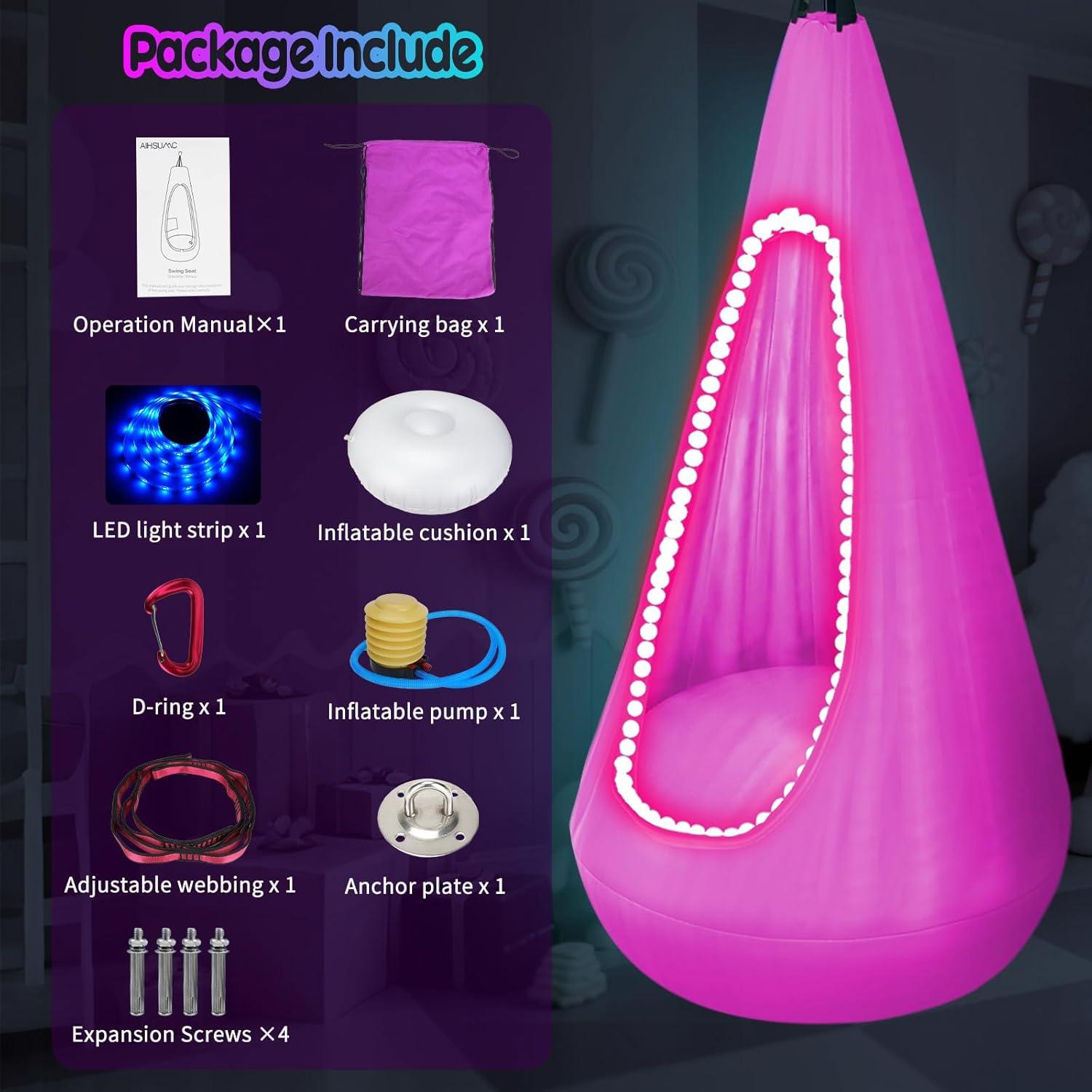 Columpio Pod Sensorial LED AIHSUMC Azul para Niños 118 kg