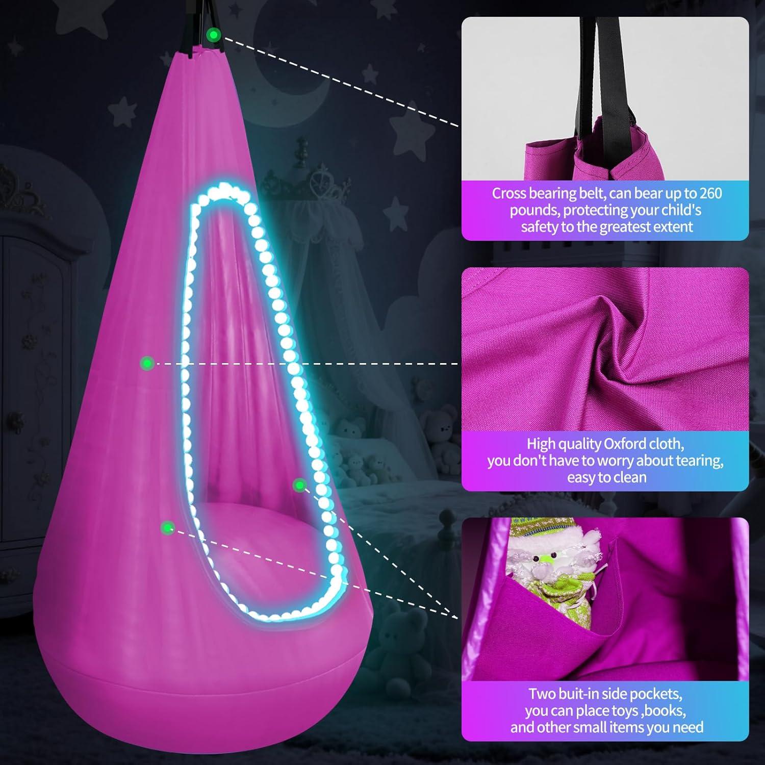 Columpio Pod Sensorial LED AIHSUMC Azul para Niños 118 kg