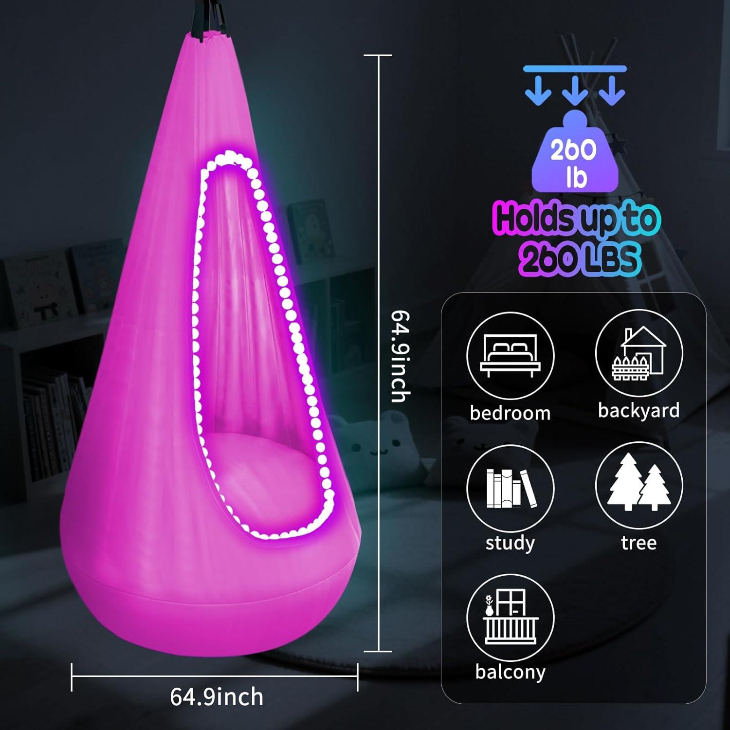 Columpio Pod Sensorial LED AIHSUMC Azul para Niños 118 kg