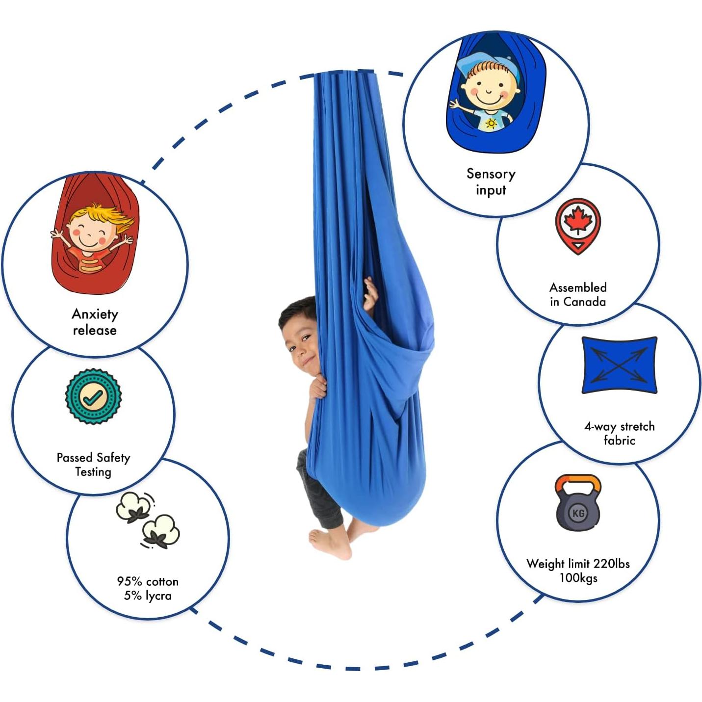 Hamaca Sensorial DreamGYM Extra Grande Azul 95% Algodón