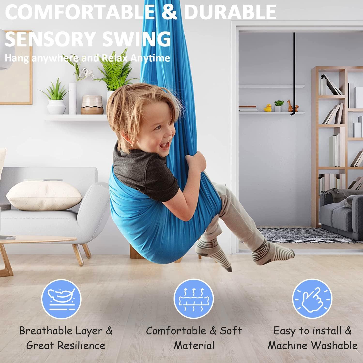 Columpio Sensorial Terapéutico ZWWADR 2.79m Azul Claro