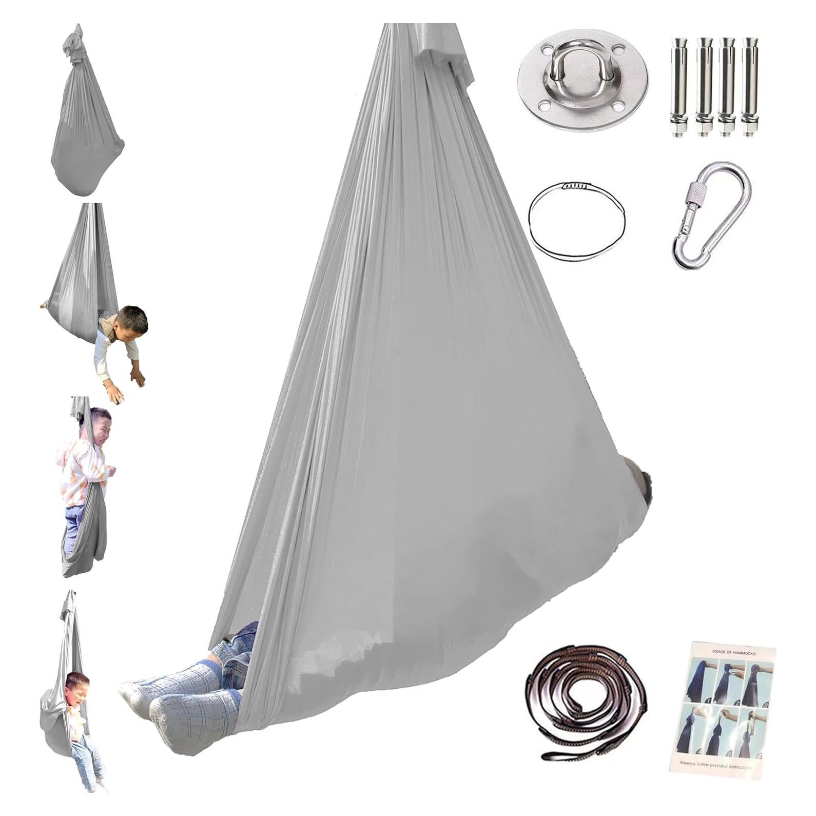 Hamaca Sensorial Ajustable Super Prime Gris 279.4x149.9 cm