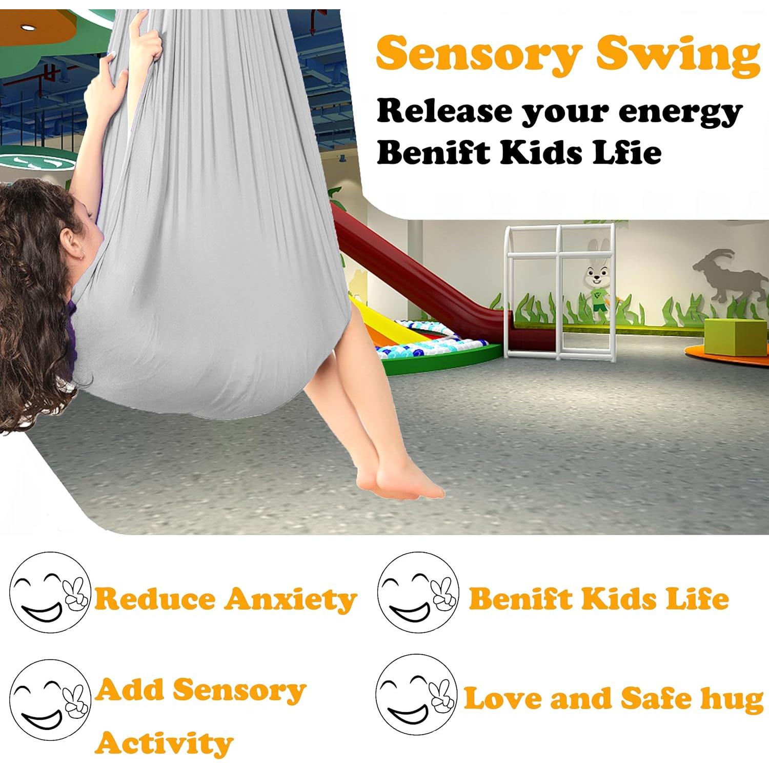 Hamaca Sensorial Ajustable Super Prime Gris 279.4x149.9 cm