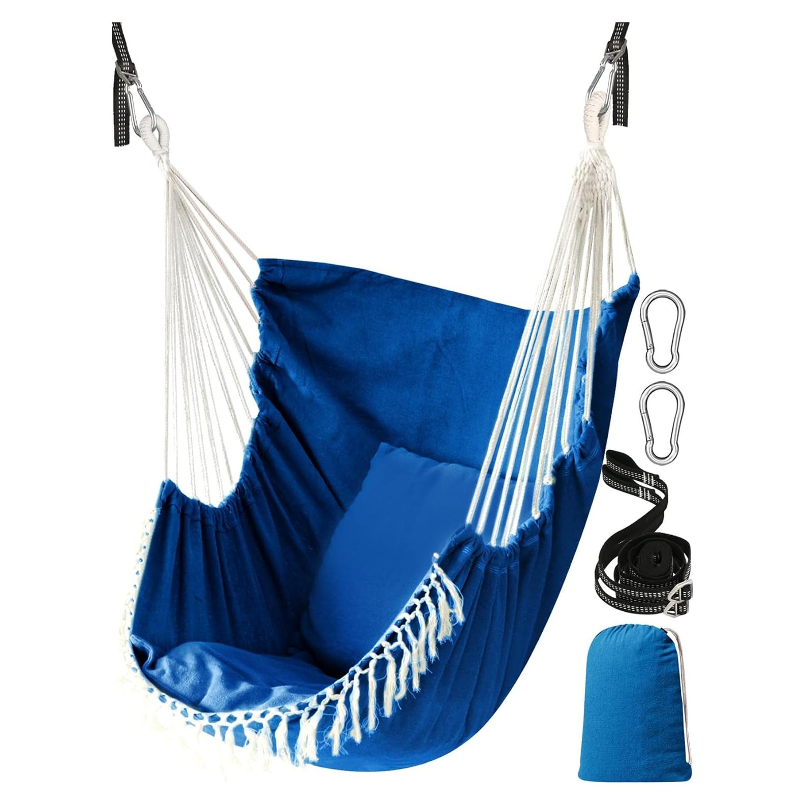 Silla Colgante Chihee Azul Real con 2 Cojines y Cintas