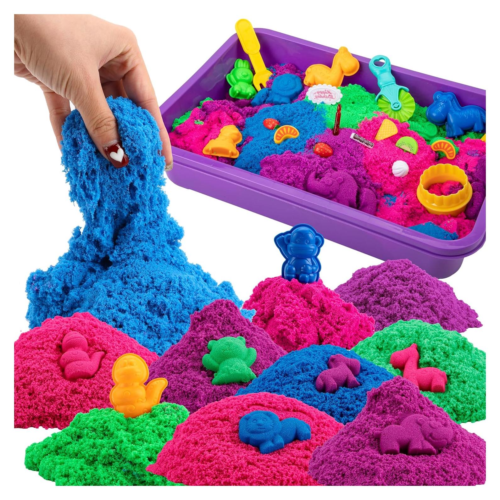Caja Sensorial Asoxt 43pcs con Arena de Color 1.81kg para Niños 3-8