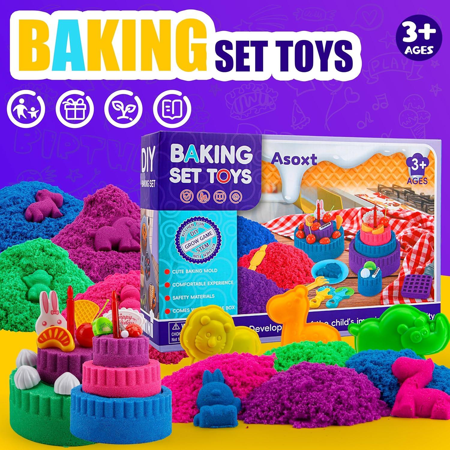 Caja Sensorial Asoxt 43pcs con Arena de Color 1.81kg para Niños 3-8