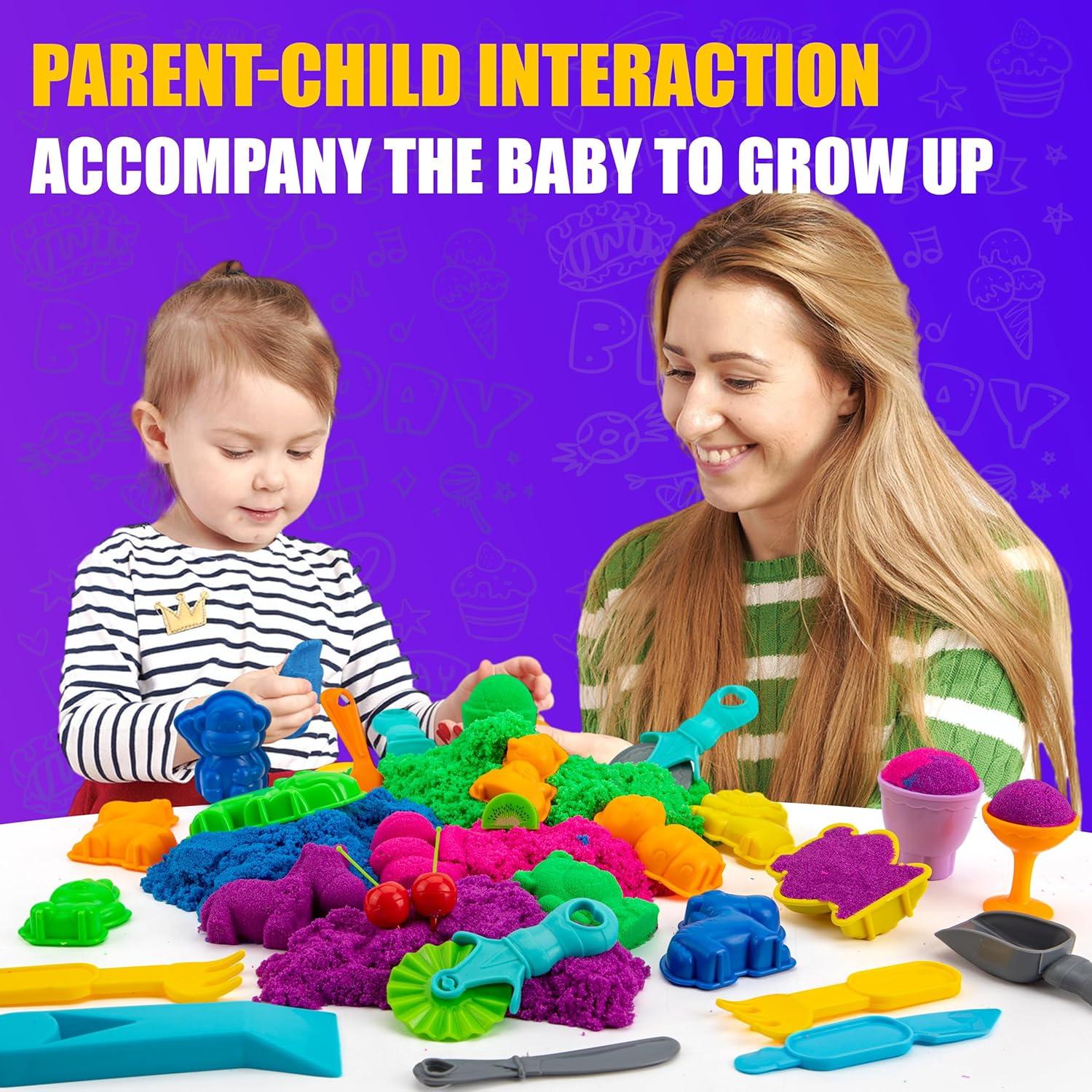 Caja Sensorial Asoxt 43pcs con Arena de Color 1.81kg para Niños 3-8