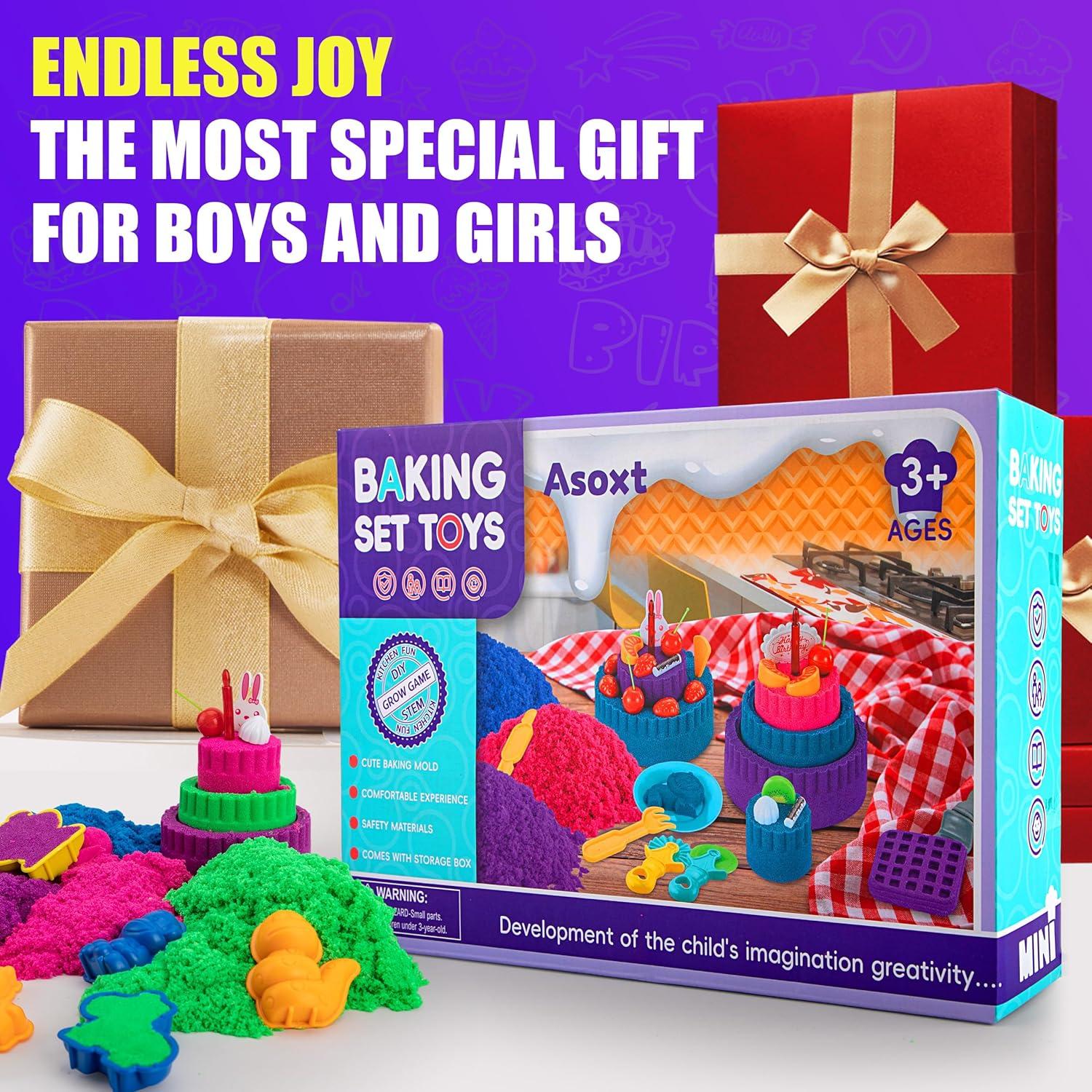 Caja Sensorial Asoxt 43pcs con Arena de Color 1.81kg para Niños 3-8