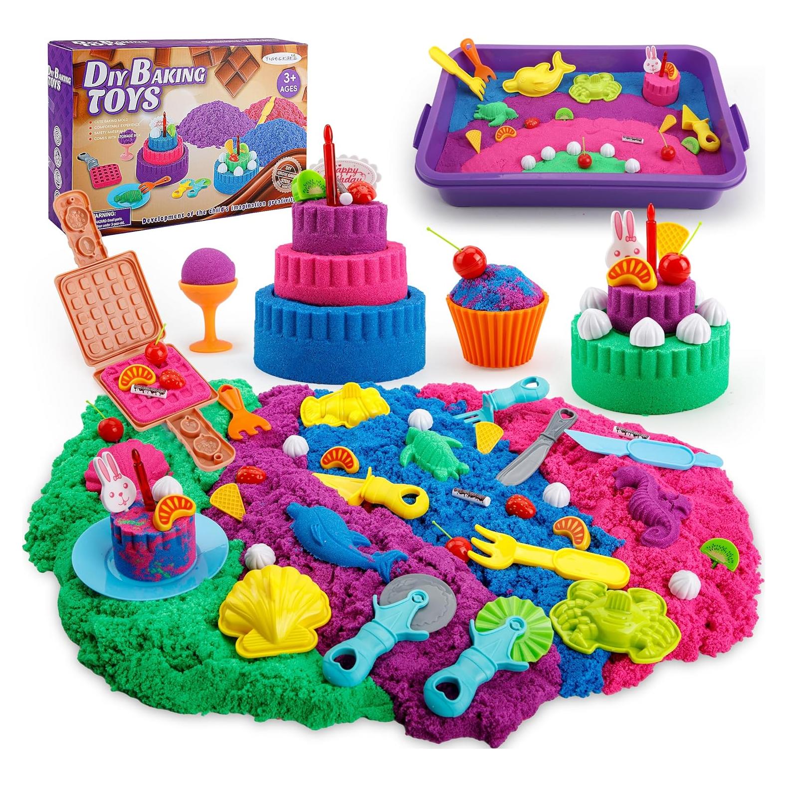 Kit de Juego Sensorial YIDESTARS - 1.81kg Arena Colorida y Moldes