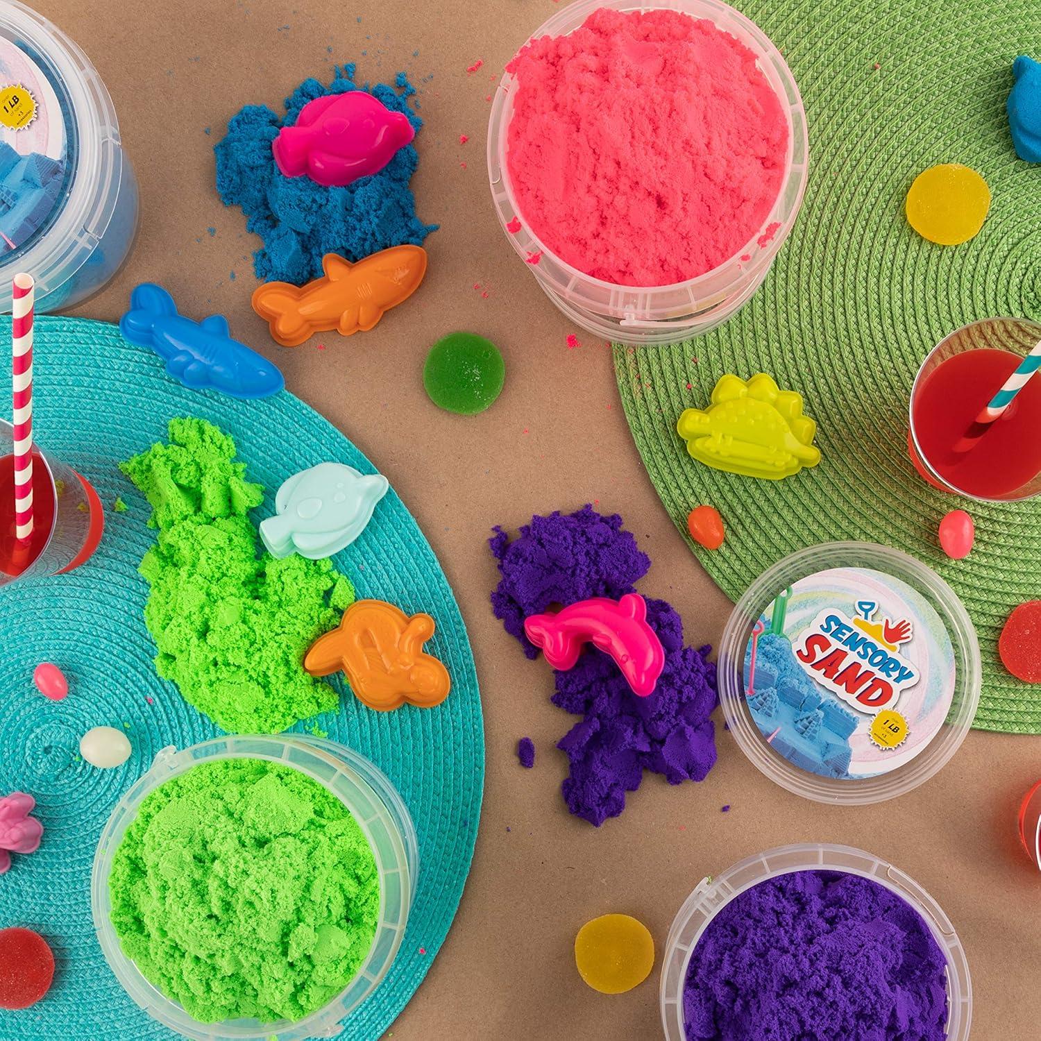 Arena Sensorial Multicolor Kriah 4 lbs con Moldes de Mar