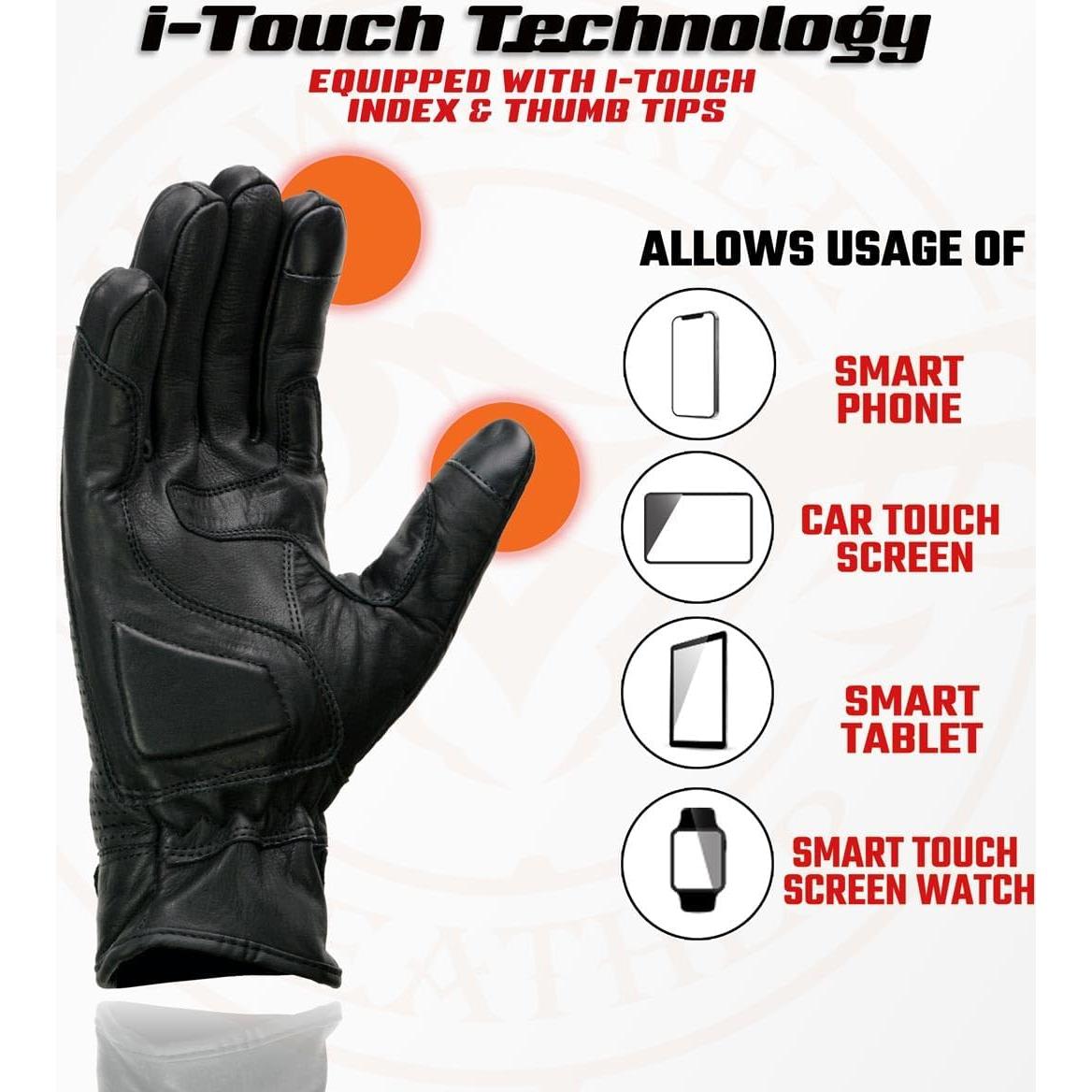 Guantes de motocicleta Milwaukee Leather MG7526 I-Touch Negro 3X