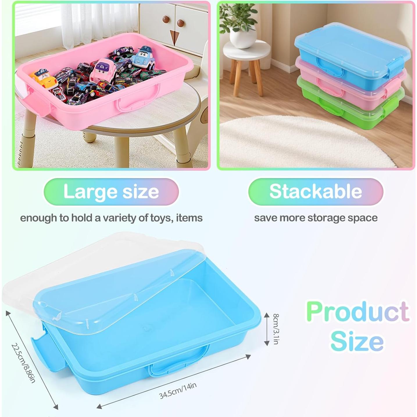 3 Bandejas Sensoriales FIIOEOY con Tapa y Pegatinas Temáticas