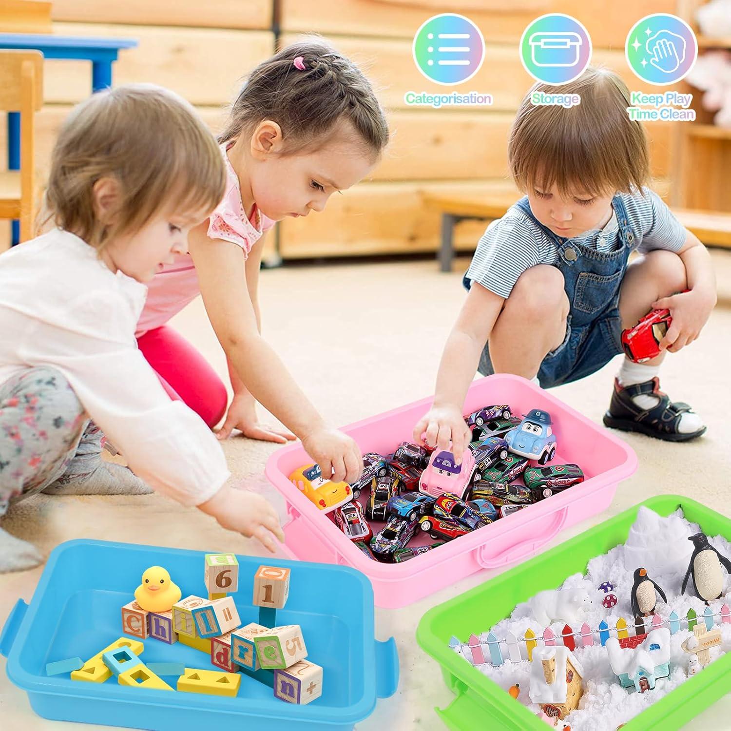 3 Bandejas Sensoriales FIIOEOY con Tapa y Pegatinas Temáticas