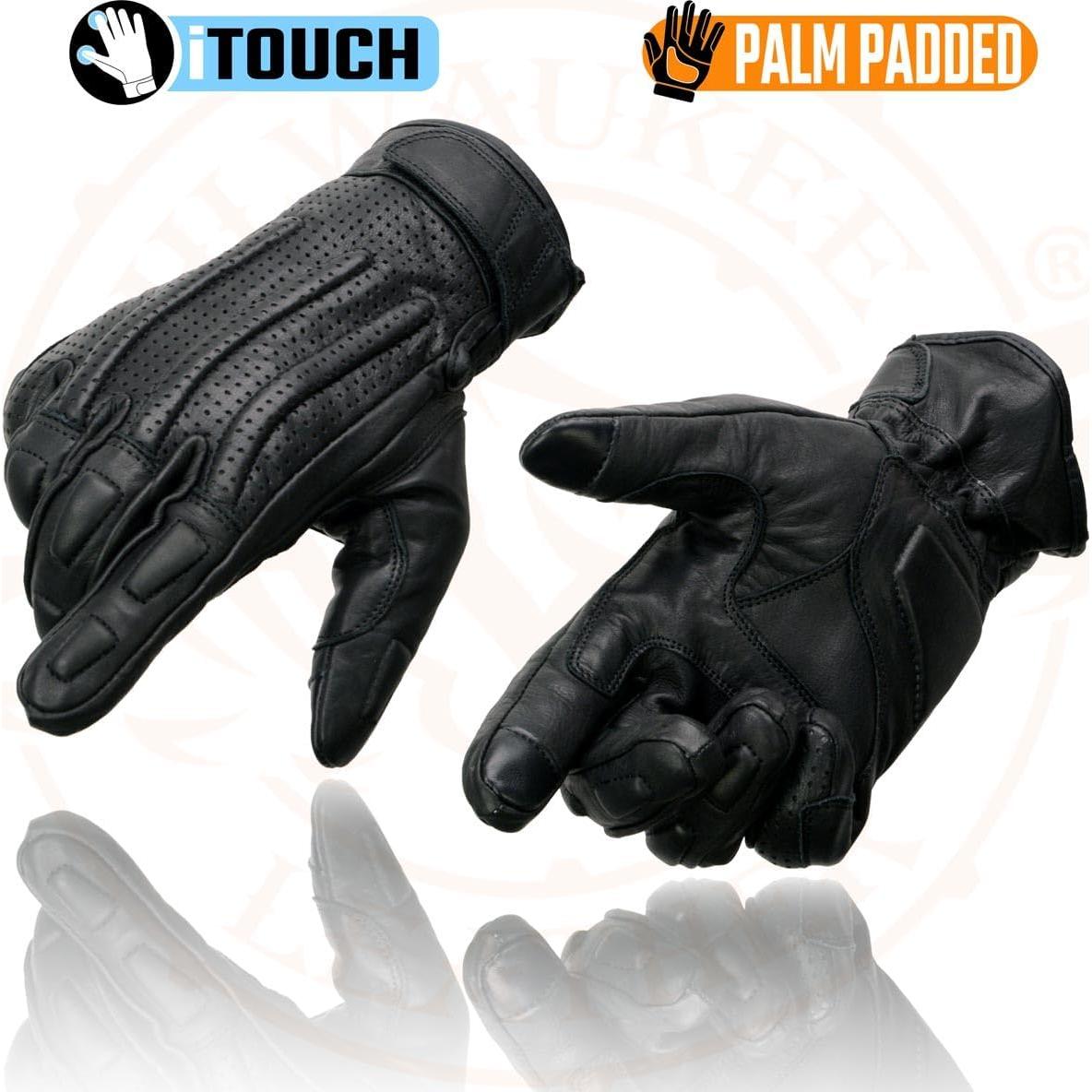 Guantes de motocicleta Milwaukee Leather MG7526 Táctiles Negros