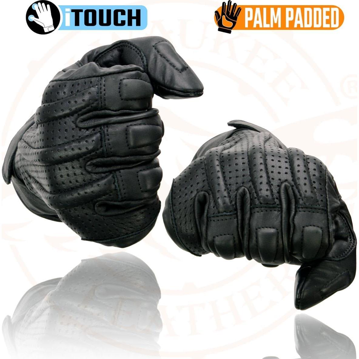 Guantes de motocicleta Milwaukee Leather MG7526 Negro Táctil