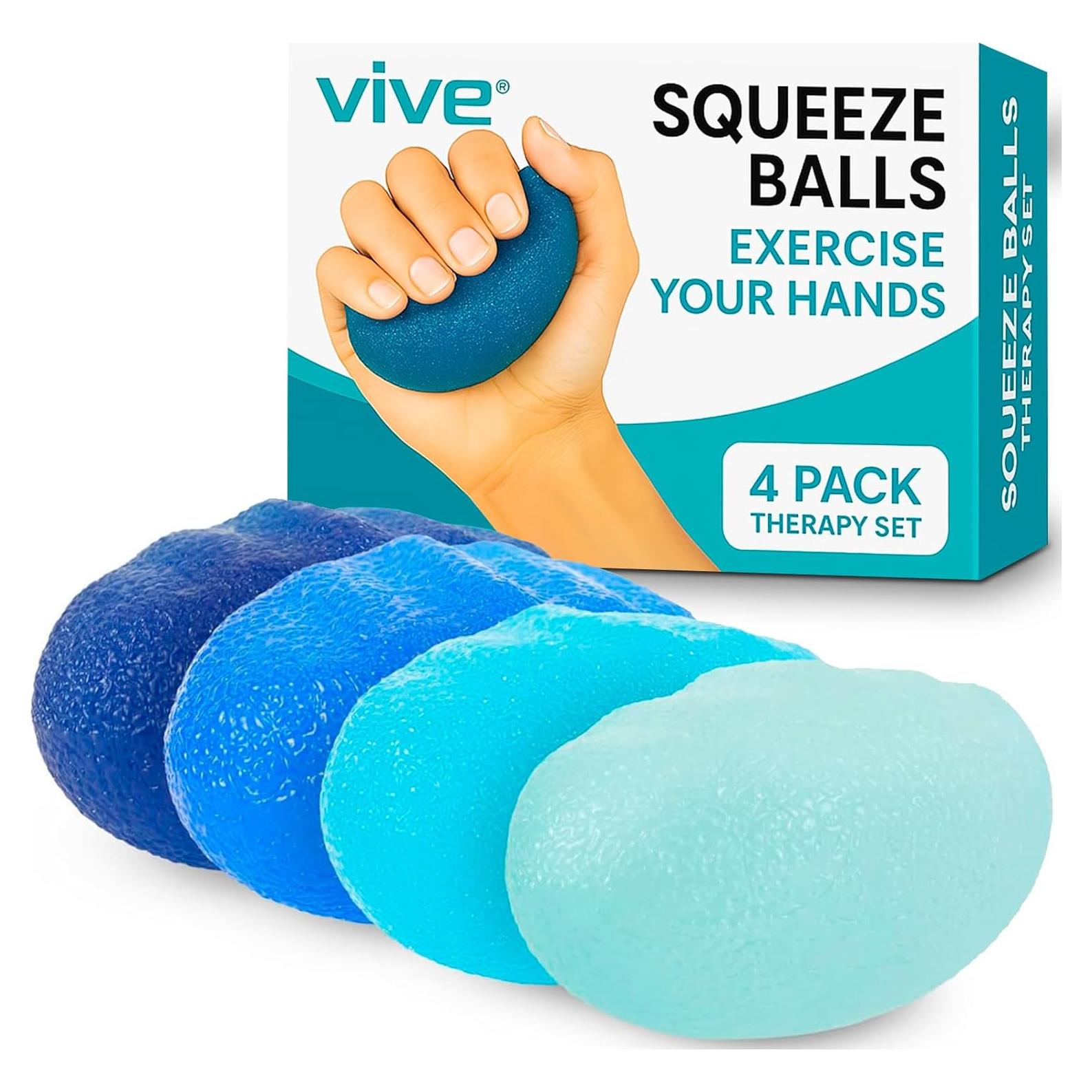 Pelotas de Compresión Vive para Terapia de Mano - Paquete de 4