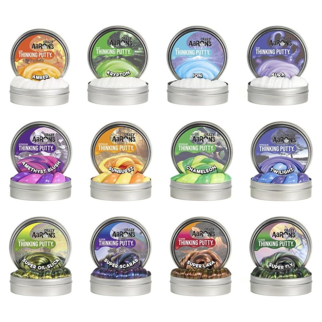 Crazy Aaron's Thinking Putty 354 g Mini Tin Assortment 12 Pack