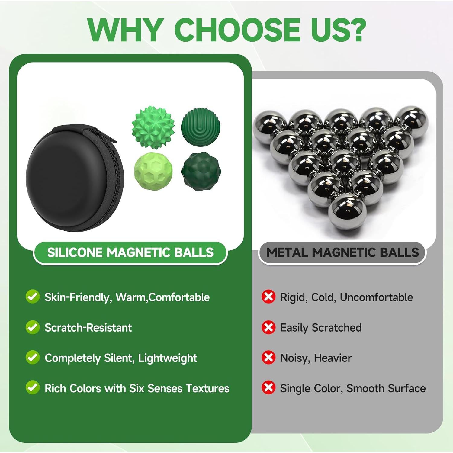 Pelotas Magnéticas Antiestrés de Silicona - Set de 4 Verde