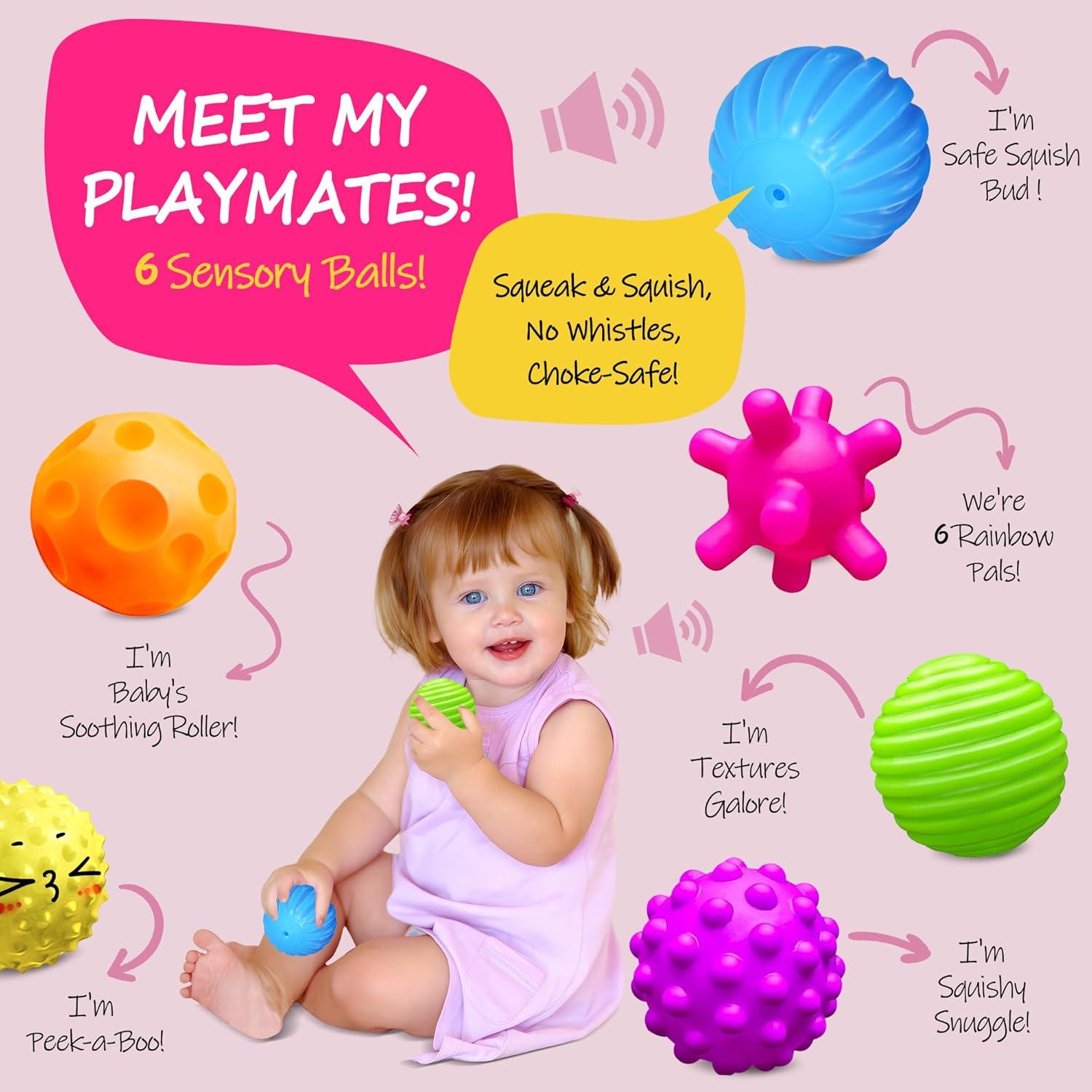 Juego de 6 Pelotas Sensoriales ROHSCE para Bebés 6-36 Meses