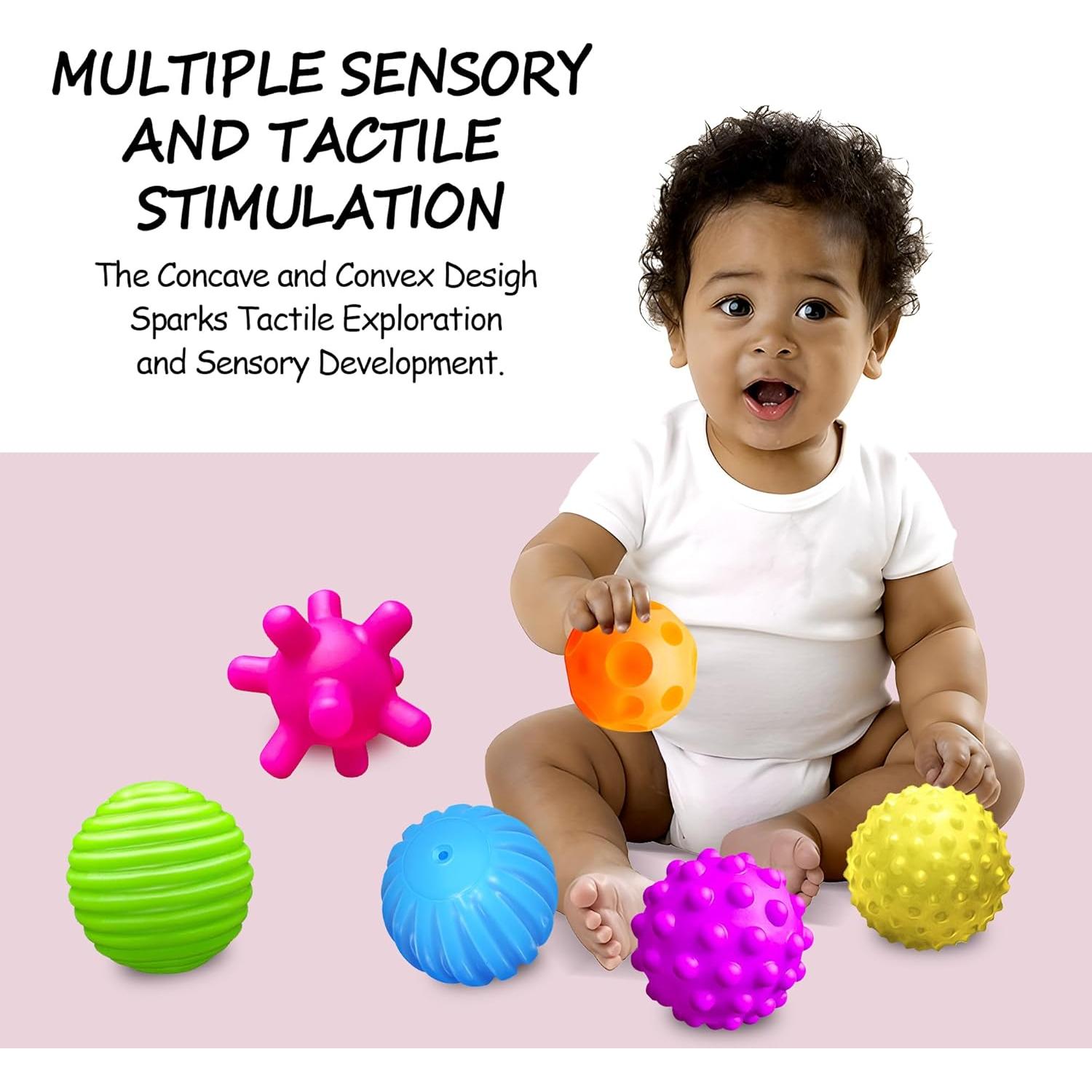 Juego de 6 Pelotas Sensoriales ROHSCE para Bebés 6-36 Meses