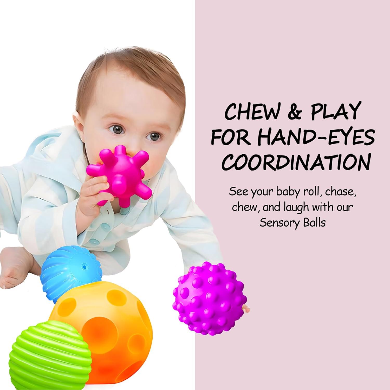 Juego de 6 Pelotas Sensoriales ROHSCE para Bebés 6-36 Meses