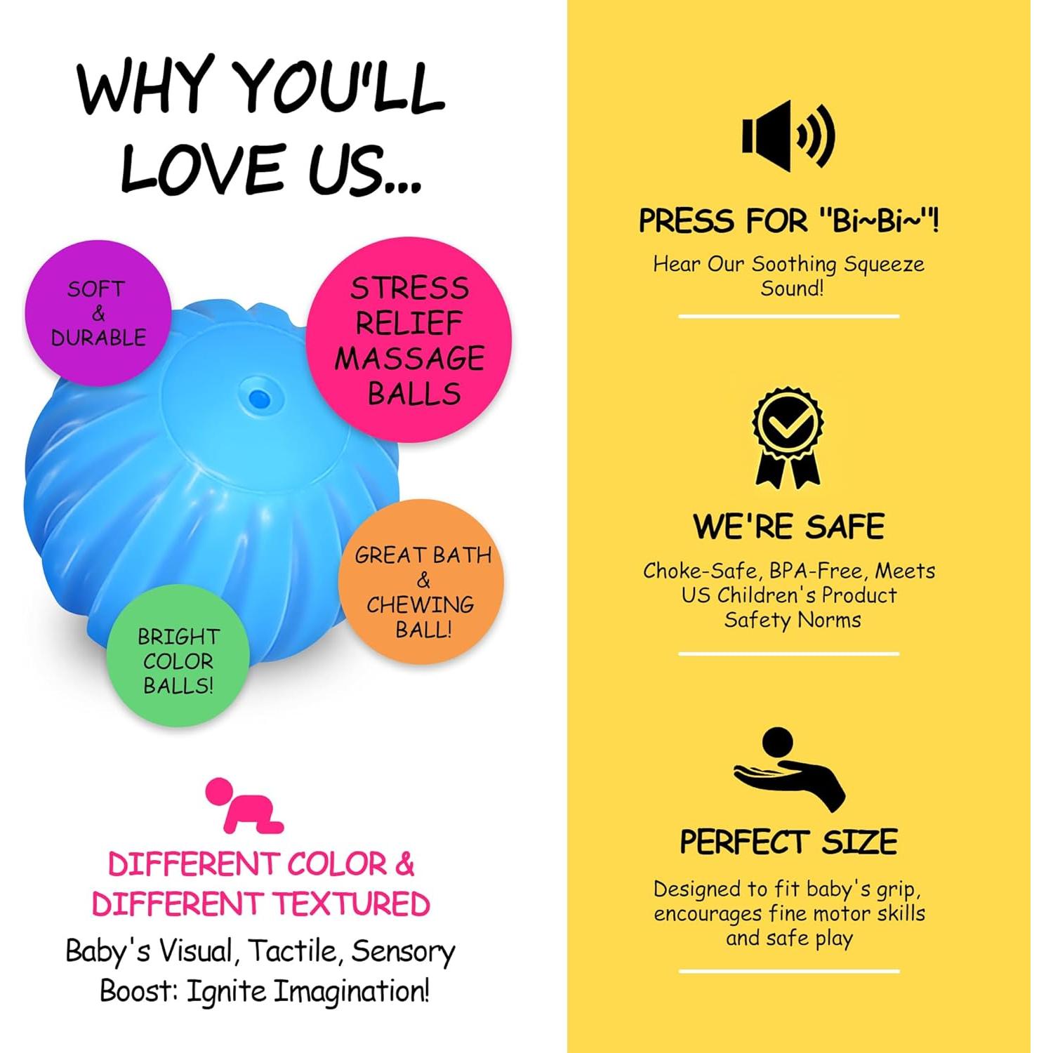 Juego de 6 Pelotas Sensoriales ROHSCE para Bebés 6-36 Meses