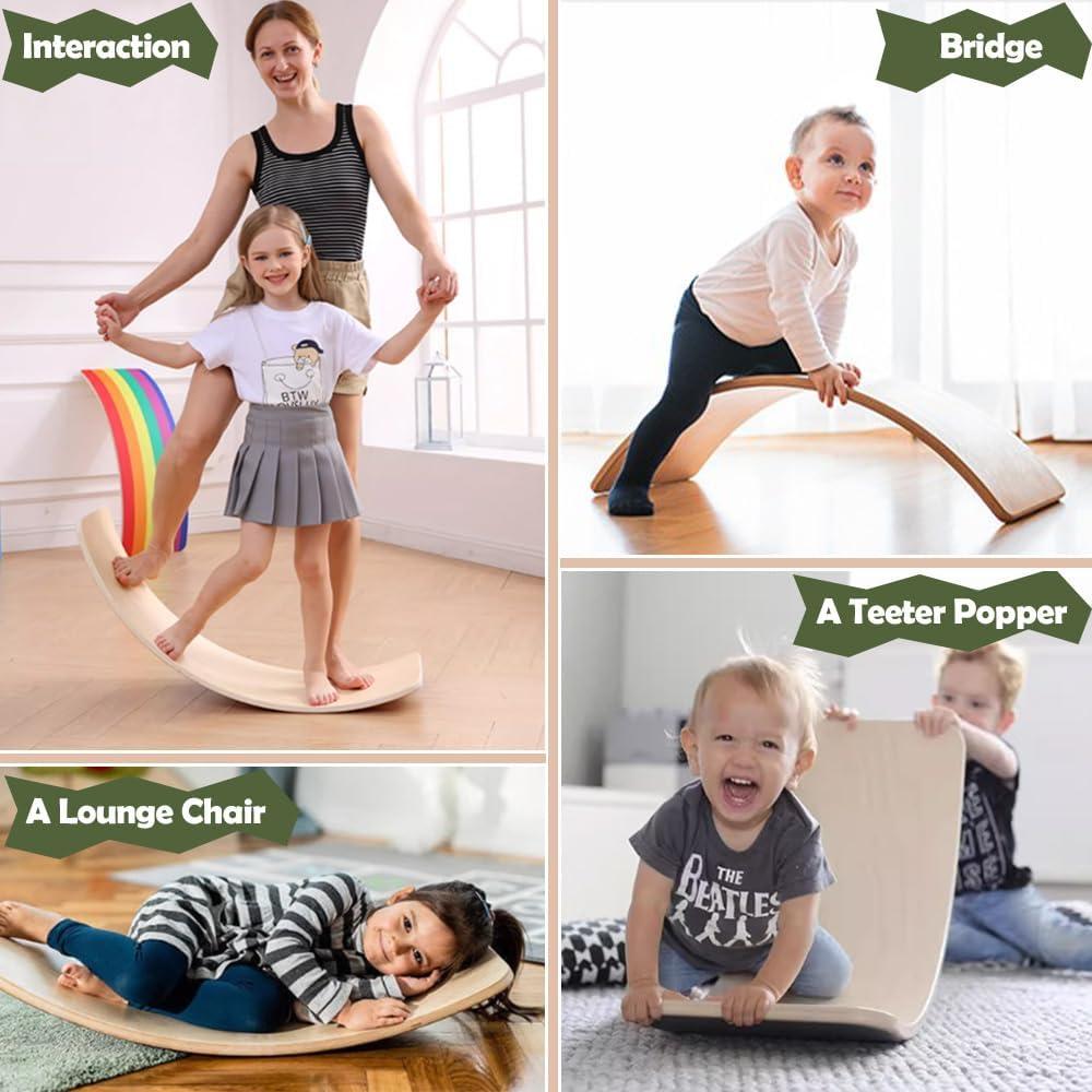 Tabla de Equilibrio de Madera HZLXNH 84 cm para Niños 3-8 Años