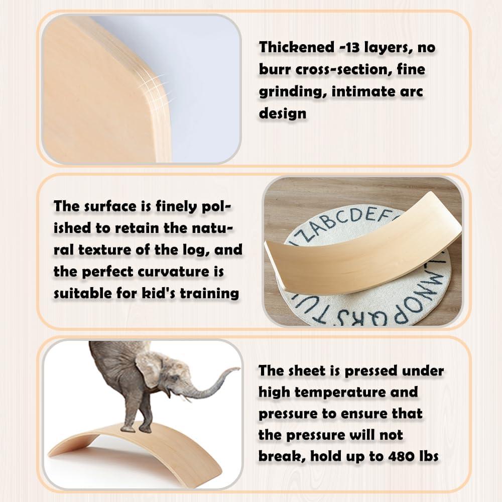 Tabla de Equilibrio de Madera HZLXNH 84 cm para Niños 3-8 Años