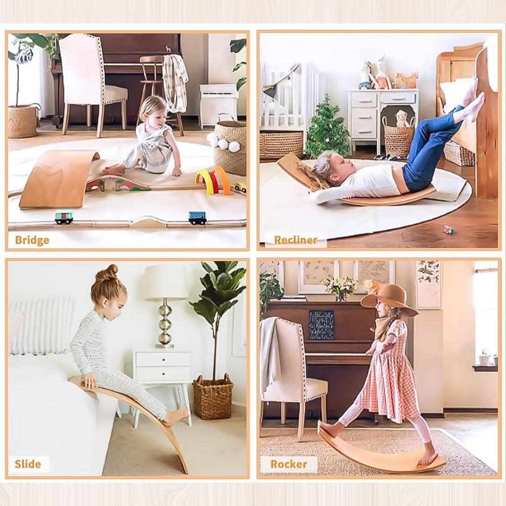 Tabla de Equilibrio de Madera HZLXNH 84 cm para Niños 3-8 Años