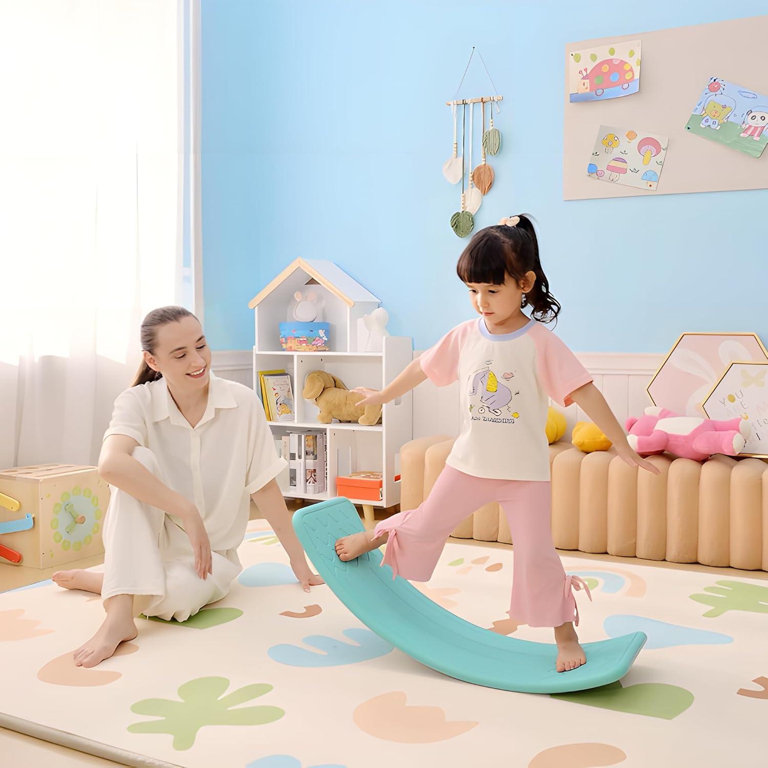 Tabla de Equilibrio Qaba 82 cm Azul para Niños 3 a 6 Años