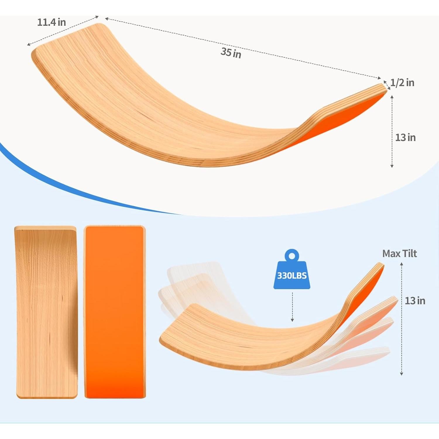 Tabla de Equilibrio de Madera Edutree 89x29 cm para Niños y Adultos