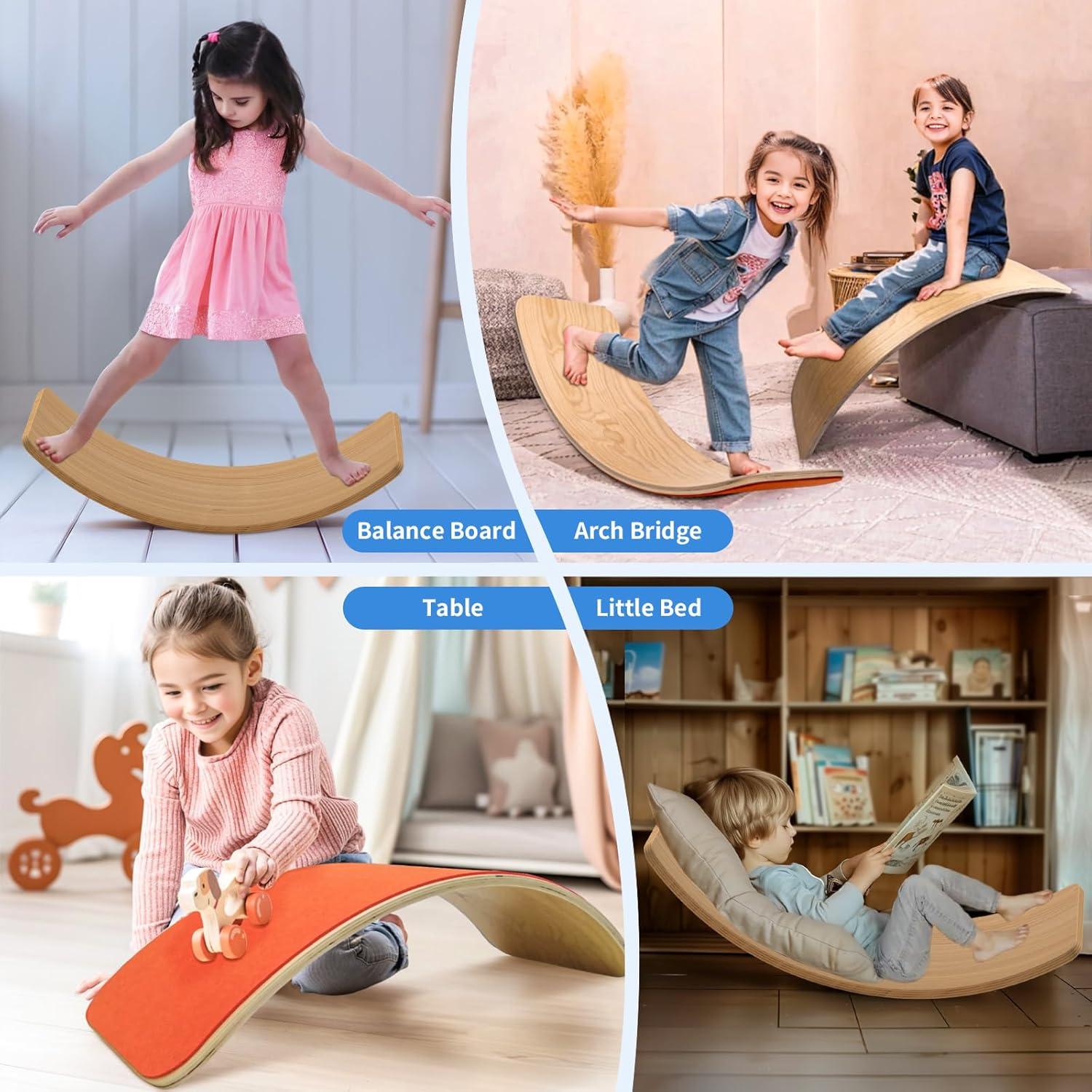 Tabla de Equilibrio de Madera Edutree 89x29 cm para Niños y Adultos