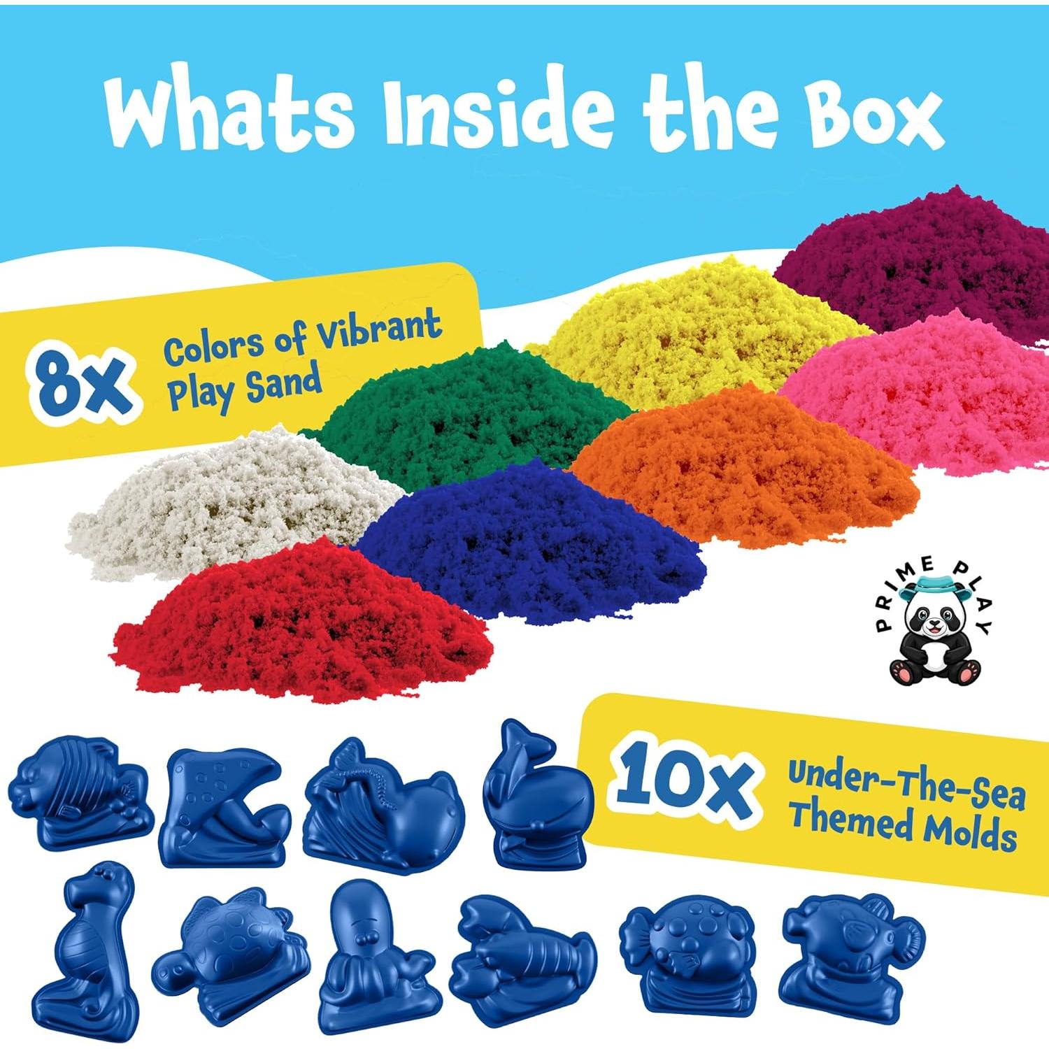 Kit de Arena Mágica Prime Play - 8 Colores y 10 Moldes