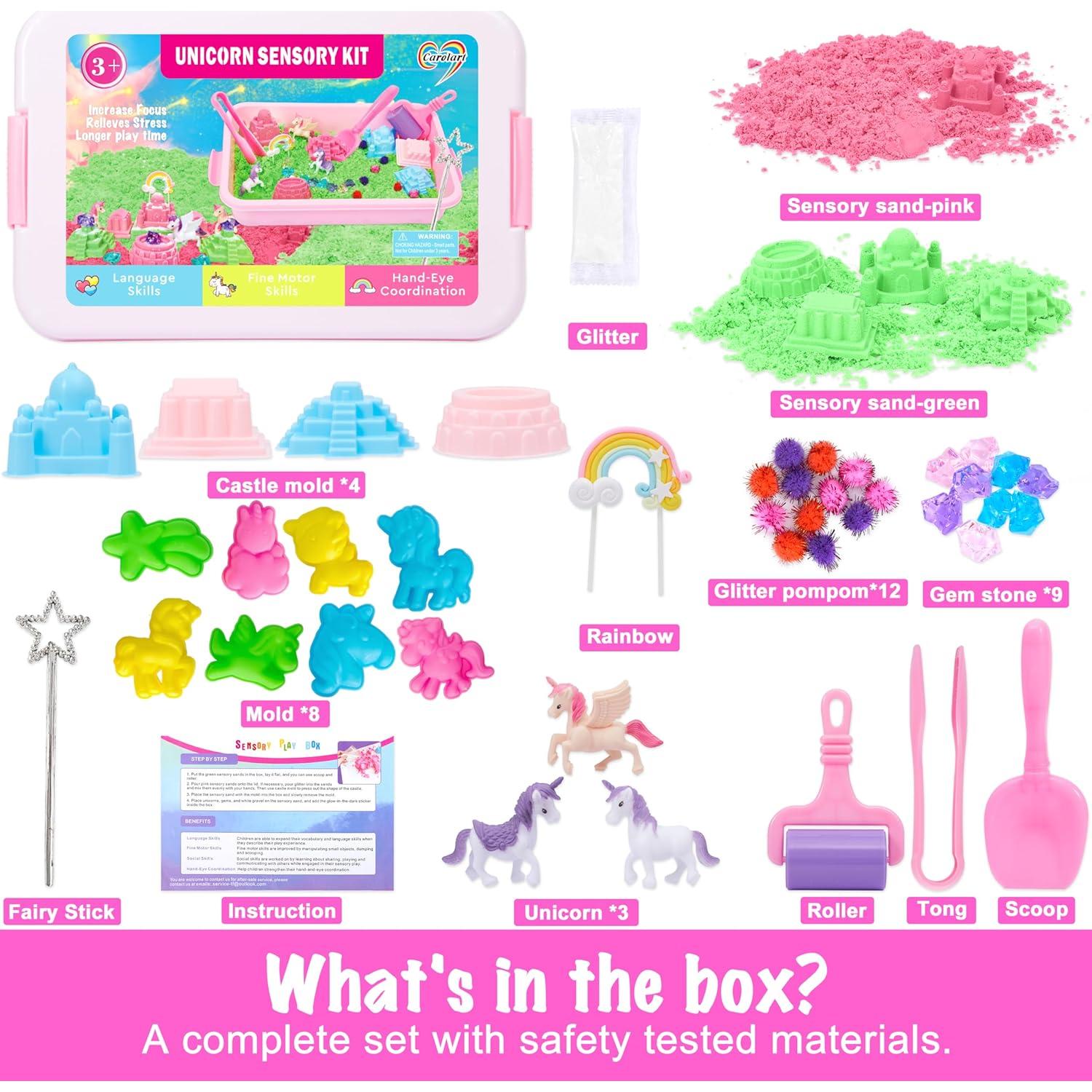 Caja Sensorial Unicornio Carolart - Kit de Arte y Arena 1.4 kg