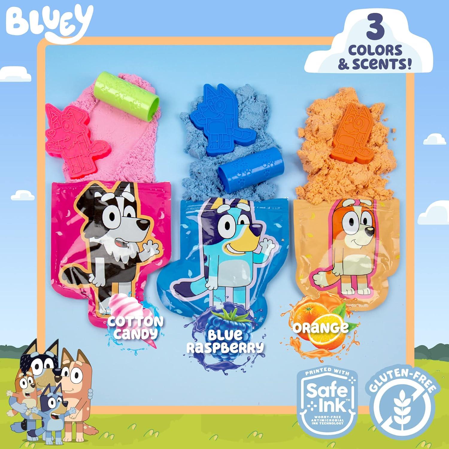 Arena Slimy Bluey 425g Aromatizada - Juego Sensorial 8 Piezas