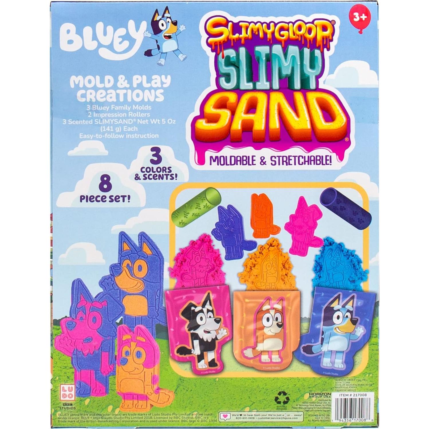 Arena Slimy Bluey 425g Aromatizada - Juego Sensorial 8 Piezas