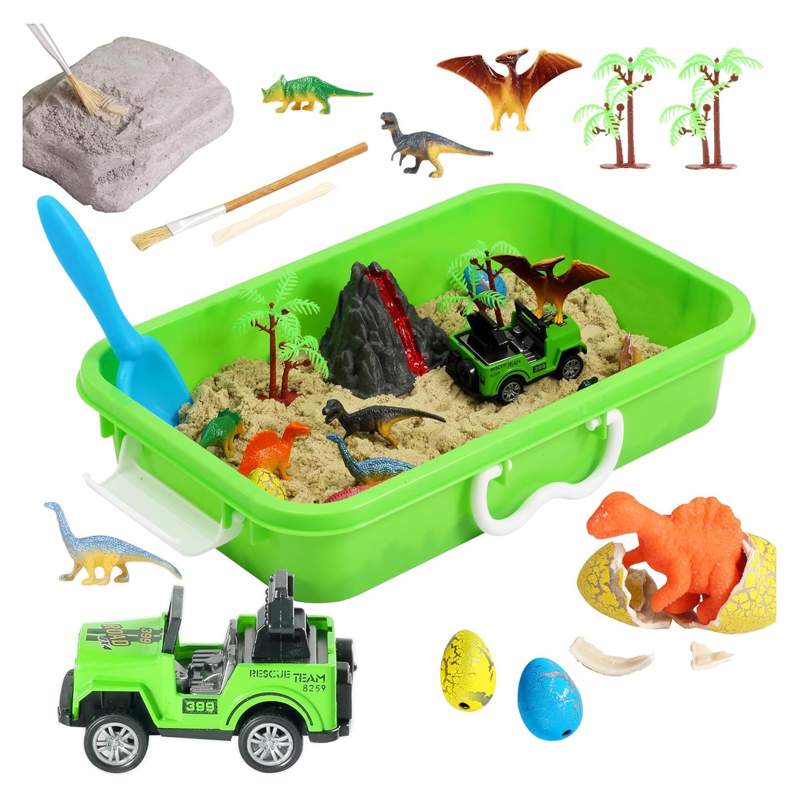 Caja Sensorial de Dinosaurios AGENTLAN con Arena y Juguetes