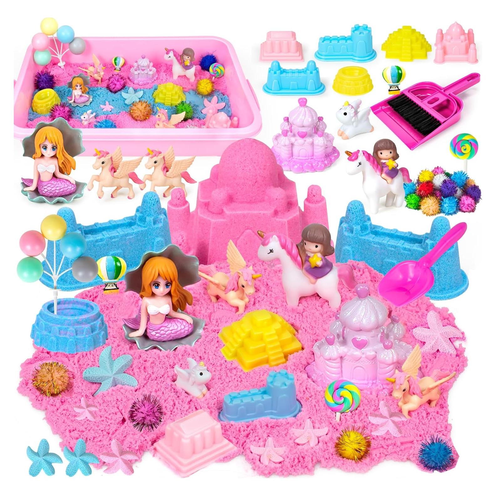 Caja Sensorial Unicornio 47Pcs con Arena Mágica y Moldes