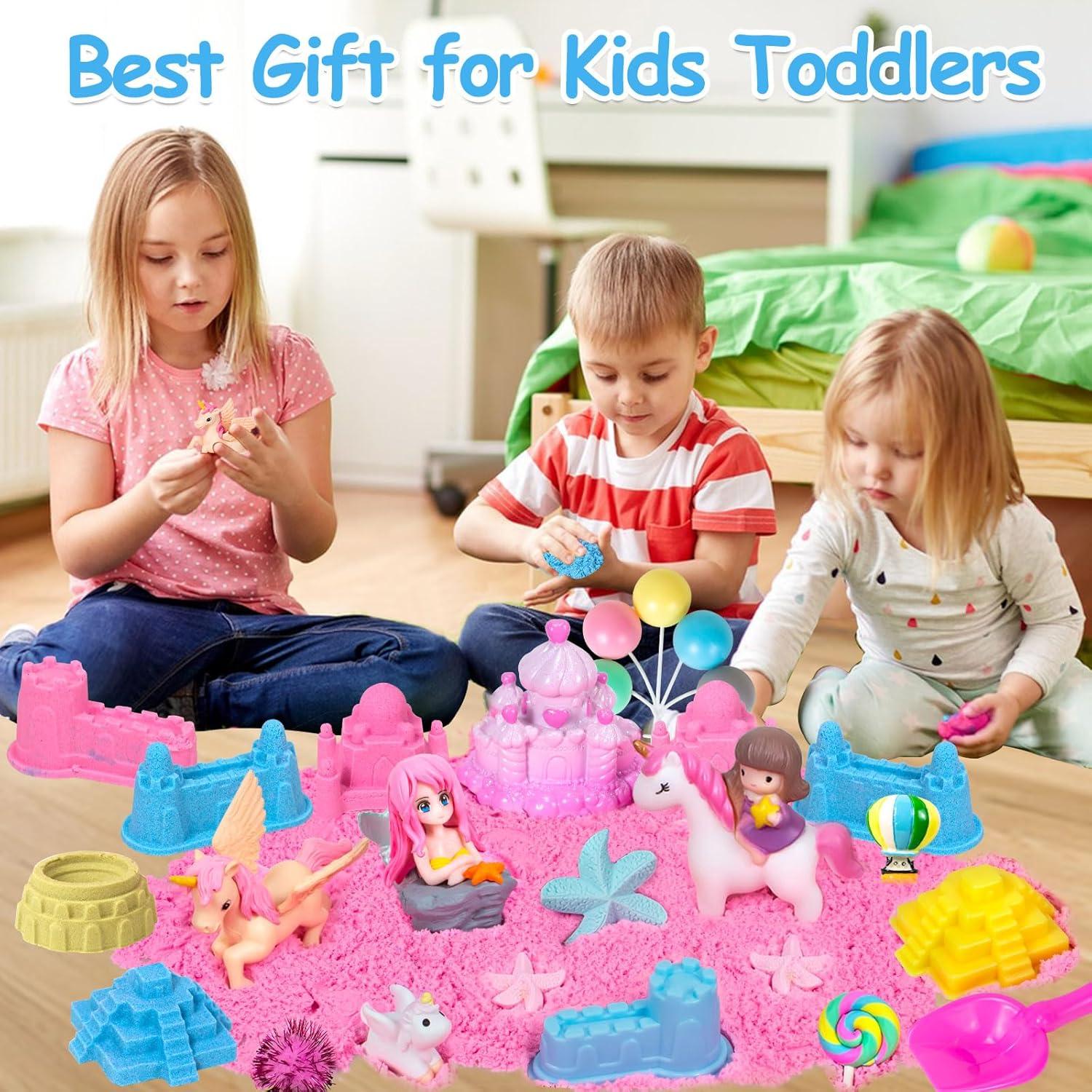 Caja Sensorial Unicornio 47Pcs con Arena Mágica y Moldes