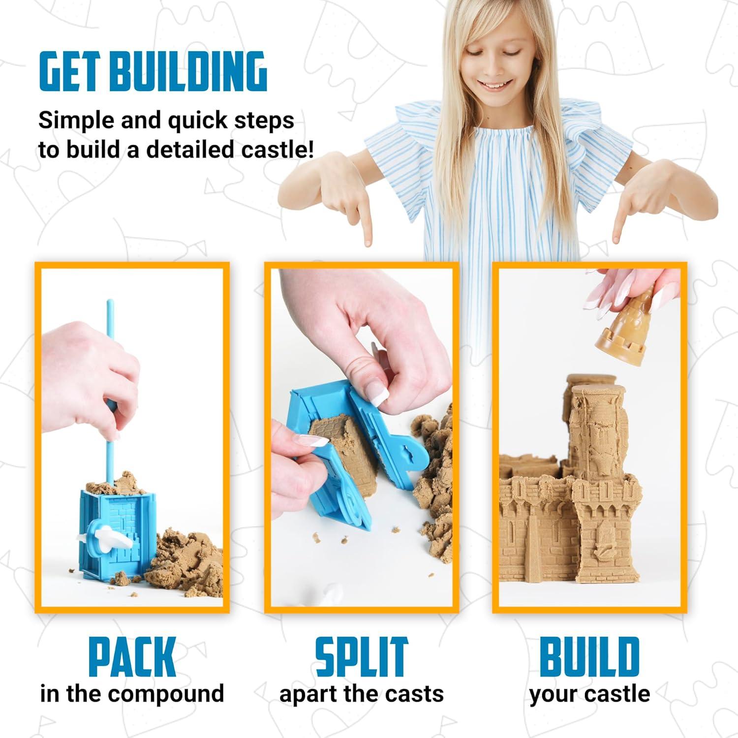 Kit de Castillo de Arena Interior Mega - 20 Piezas y 0.68 kg Arena Mágica